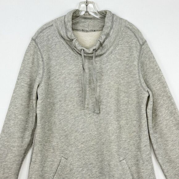 J Crew Cowlneck Sweatshirt Women’s Size L Drawstring Neck Gray pocket kangaroo - Picture 3 of 16